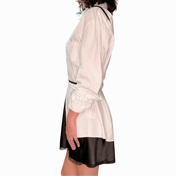 Shop Michella Satin Slip Dress Contrast Shirt Mini Dress - Picture 5 of 9